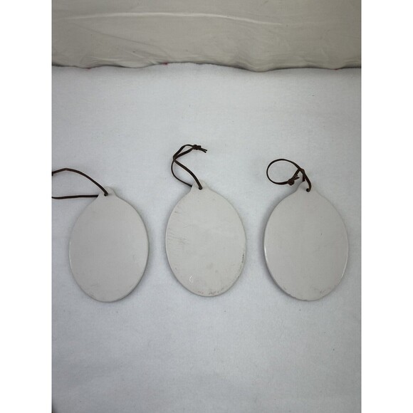 Set Of 3 Vtg Victorian Girls Print Oval White Ceramic X’mas Tree‎ Ornaments - Picture 5 of 6